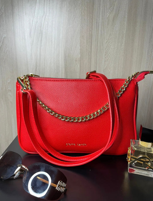 Borsa a Tracolla Pierre Cardin con Catena e Doppia Zip